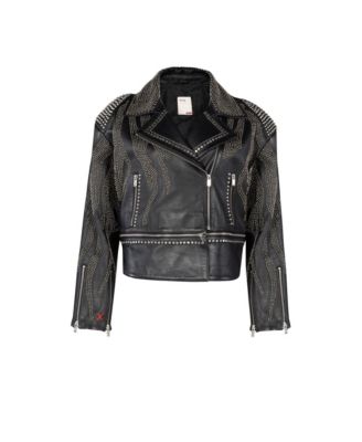 Women's Studded Genuine Leather Jacket