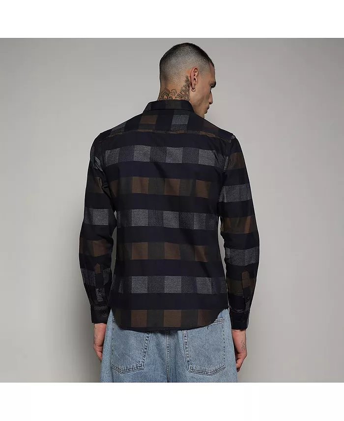 Men's Grey & Olive Green Gun Club Check Shirt - thumbnail 4