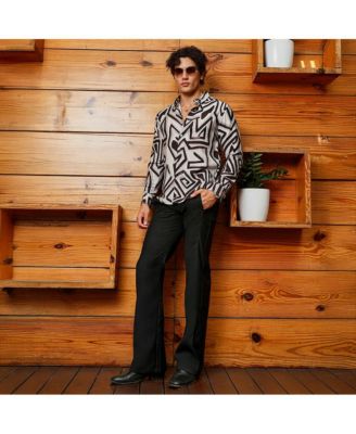 Men's Onyx Black & Cloud Grey Abstract Breezy Shirt