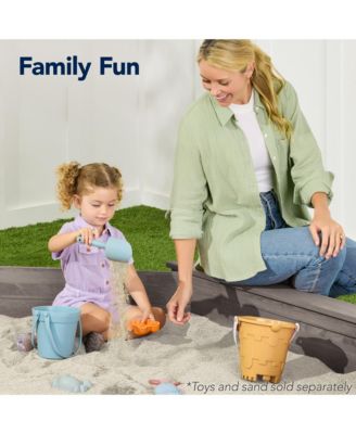 Kid's Octagonal Wooden Outdoor Sandbox w/ Benches, 8 Seats, Cover, XL Sandpit, Liner