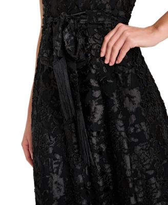 Petite Puff Sleeve Burnout Dress