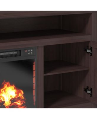 58" TV Stand with 18" Electric Fireplace - 5000 BTU, Remote Control & Overheat Protection