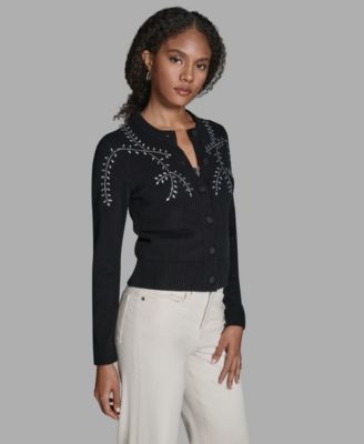Women's Embellished Button-Front Cardigan