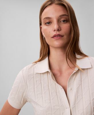 Women's Monogram Logo Jacquard Polo Top