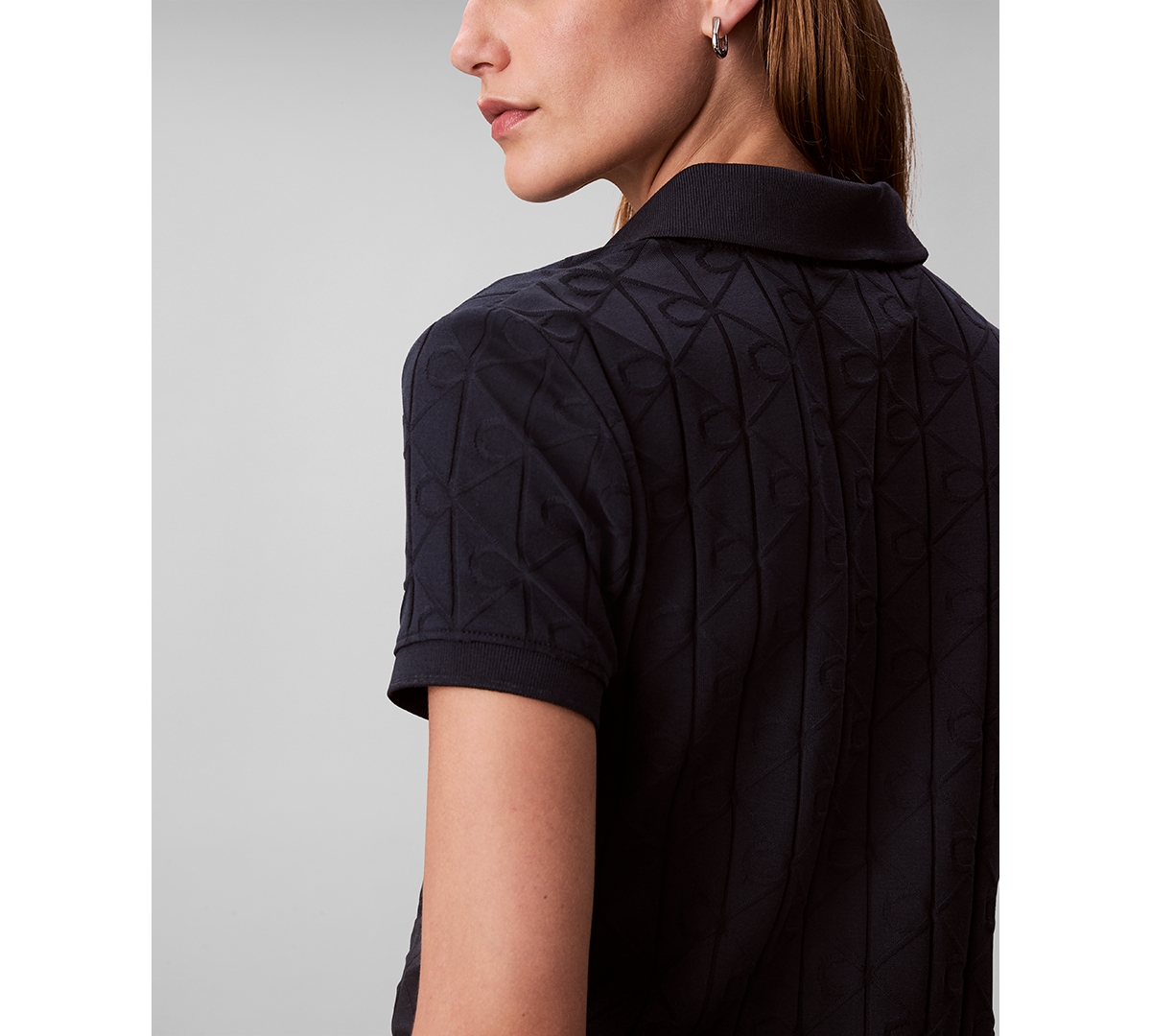 Calvin Klein Jeans Women's Monogram Logo Jacquard Polo Top