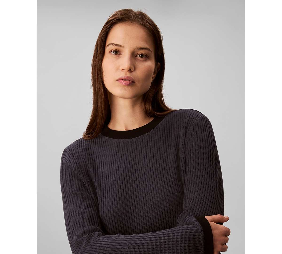 Calvin Klein Jeans Women's Long-Sleeve Waffle Knit T-Shirt