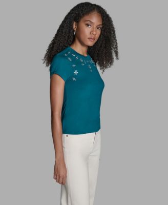 Women's Short-Sleeve Embellished T-Shirt