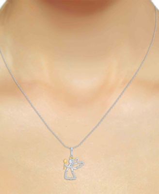 Diamond Pendant Necklace (1/10 ct. t.w.) in Sterling Silver and 14k Gold-Plated Sterling Silver and White Rhodium