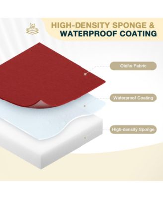Patio Bench Cushion Outdoor Olefin Fabric Slipcover Sponge Foam 46.5” x 17.7” x 3”- Red