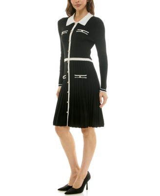 Women's Collared Button Front Sweater Dress