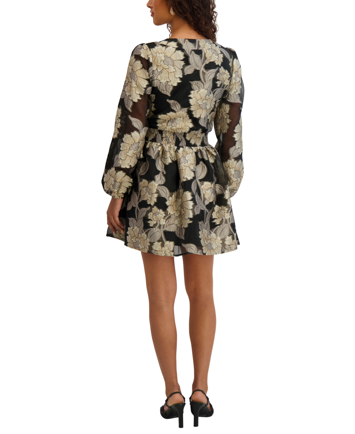 kensie Women's Organza V-Neck Short Dress