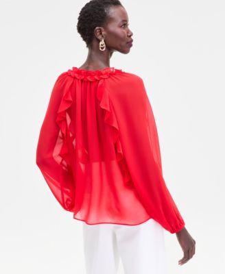 Women's Ruffle-Trim V-Neck Blouse, Macy's Exclusive