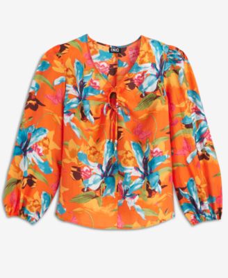 Women's Floral-Print Keyhole Blouse, Macy's Exclusive