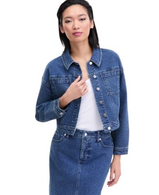 Women's Studded Denim Cotton Trucker Jacket, Macy's Exclusive