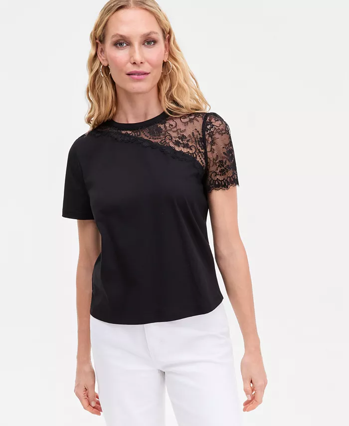 Women's Lace-Shoulder T-Shirt