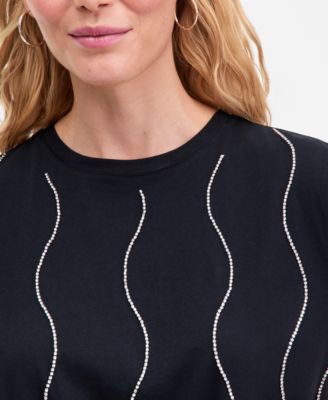 Women's Embellished Tie-Front Tee, Macy's Exclusive