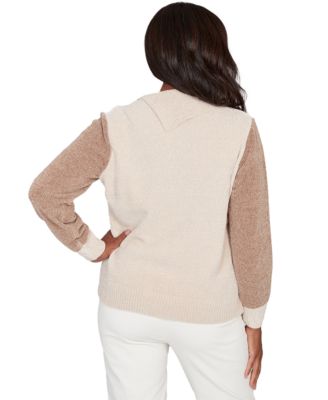 Women's Petite Vienna Color-Block Long-Sleeve Sweater