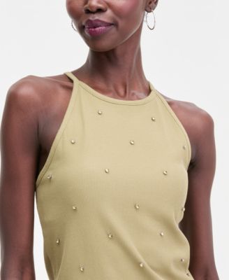 Women's Crystal Embellished Halter Tank Top