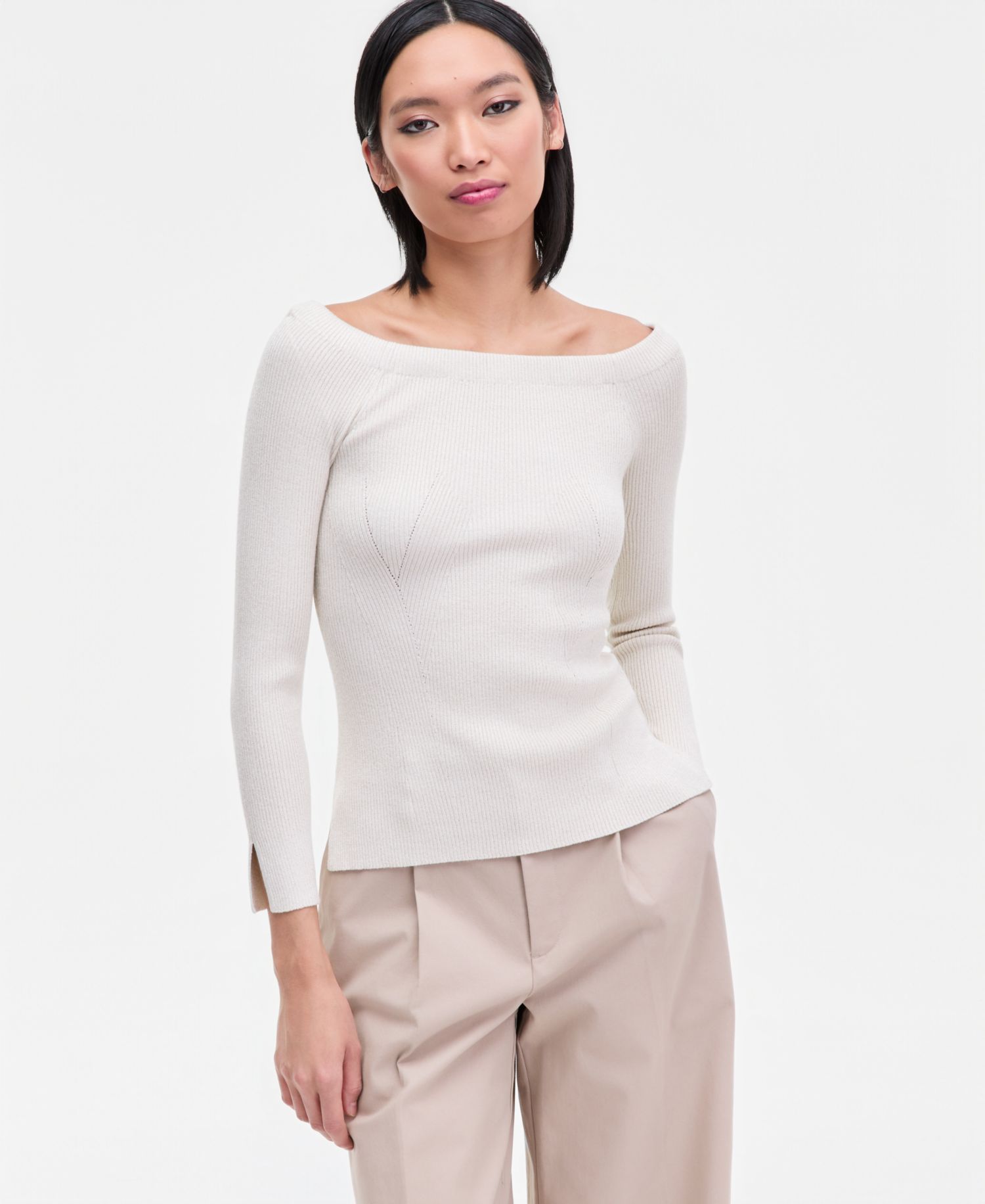 Women's Shimmer-Knit Boat-Neck Sweater