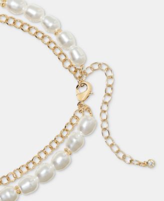Imitation Pearl Layered Lariat Necklace, 18" + 3" extender, Macy's Exclusive 