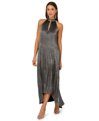 Adrianna - Women's Pleated Mock Neck Ankle Dress