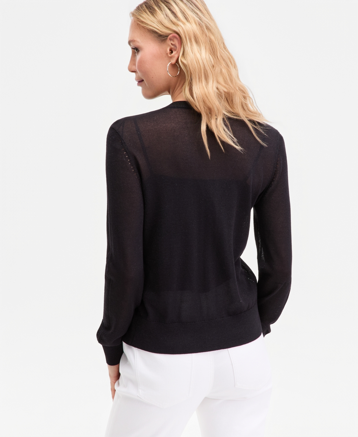 I.n.c. International Concepts Women's Lightweight Metallic-Knit V-Neck Cardigan, Macy's Exclusive
