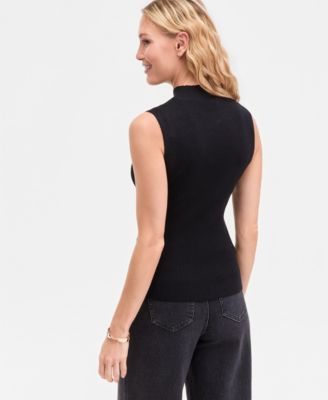 Women's Sleeveless Metallic Knit Mock-Neck Sweater, Macy's Exclusive