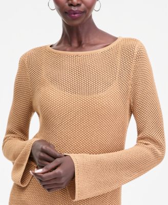 Women's Long Sleeve Open-Knit Sweater, Macy's Exclusive