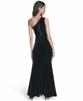 Women's Velvet One Shoulder Dress