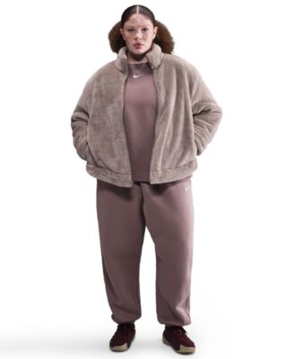 Plus Size Sportswear Essential High-Pile Fleece Jacket