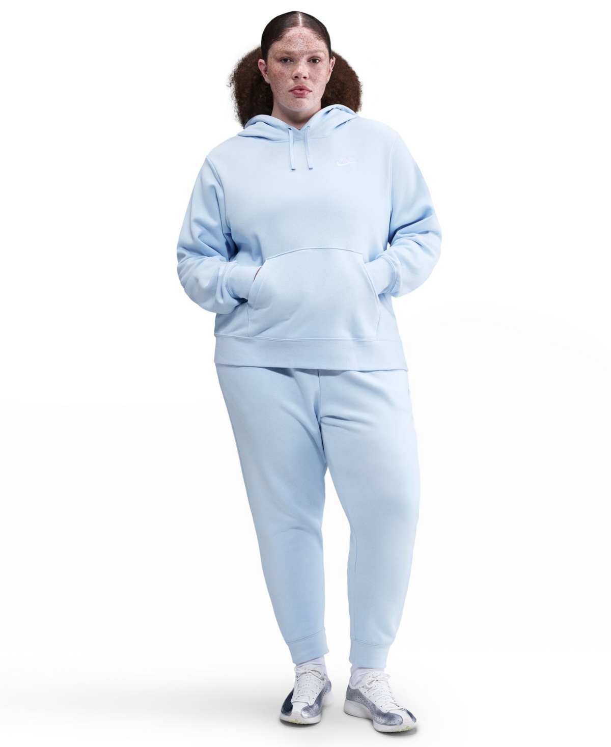 Nike Plus Size Active Sportswear Club Hooded Fleece Sweatshirt In Blue