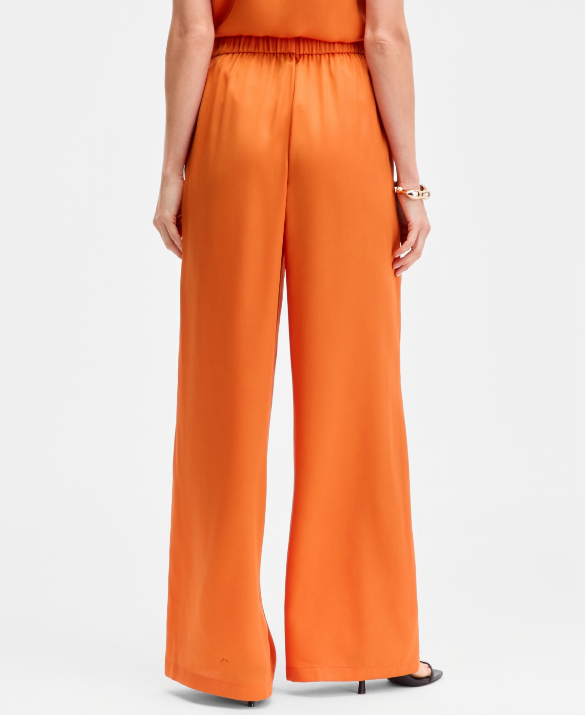 Inc International Concepts Women's High-rise Satin Palazzo Pants, Exclusively At Macy's In Orange