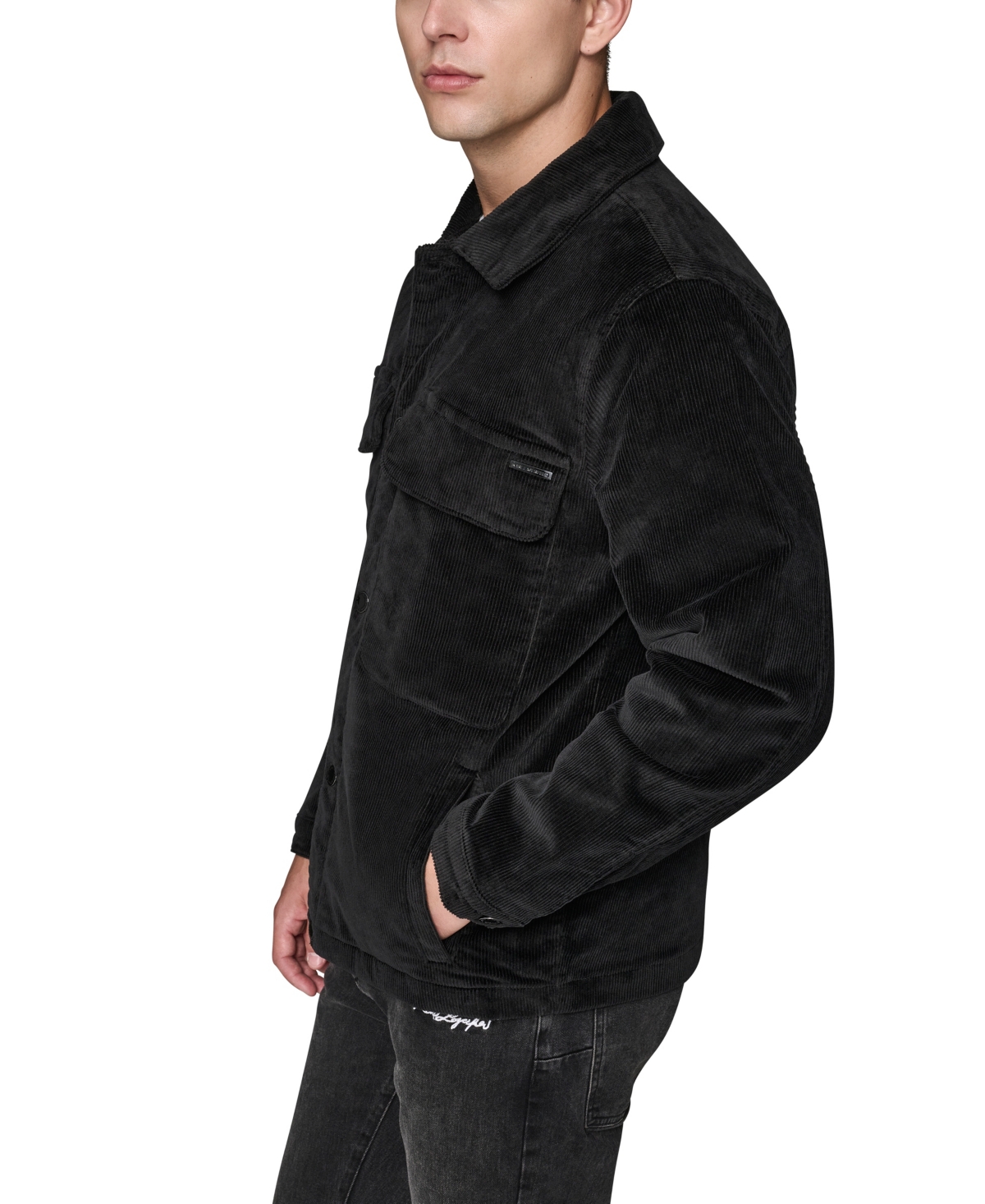 Karl Lagerfeld Paris Men's Corduroy Collared Shirt Jacket