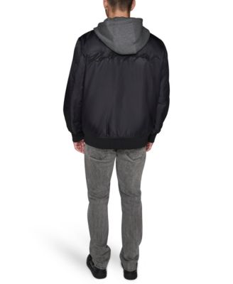 Men's Embroidered Signature Hooded Bomber Jacket