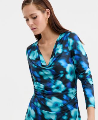 Women's Printed Cowlneck Minidress, Macy's Exclusive