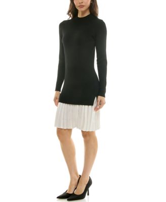 Women's Drop Waist Long-Sleeve Sweater Knit Dress