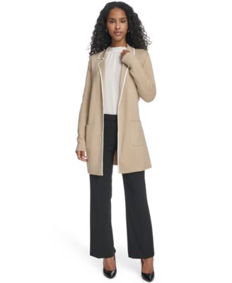 Women's Tie-Waist Contrast Collar Sweater