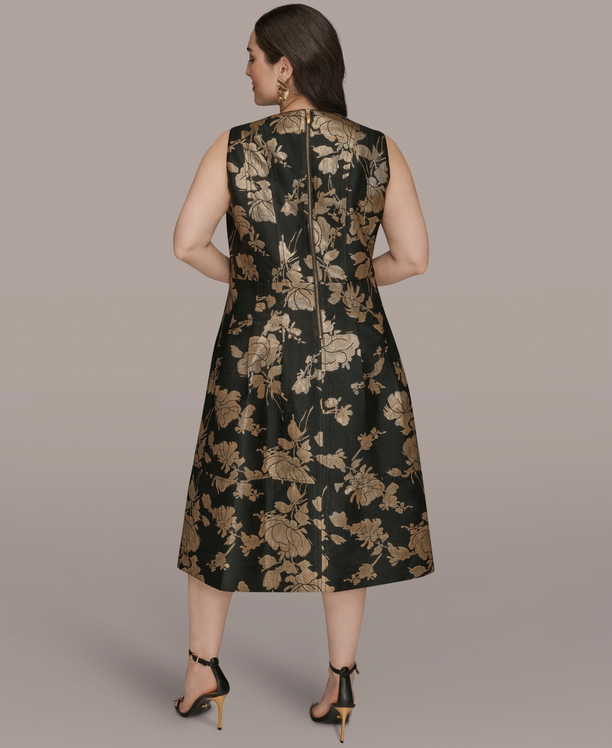 Donna Karan New York Plus Sleeveless Fit and Flare Midi Dress