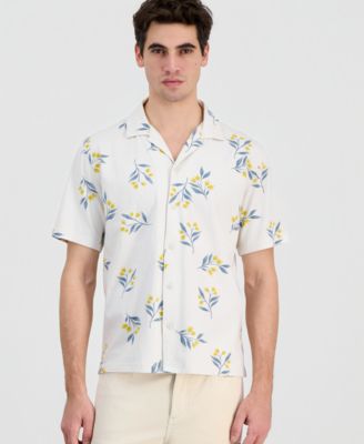 Men's Cotton Floral-Print Knit Camp Shirt, Macy's Exclusive