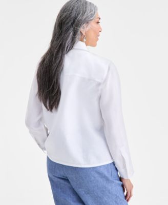 Women's 100% Linen Woven Utility Jacket