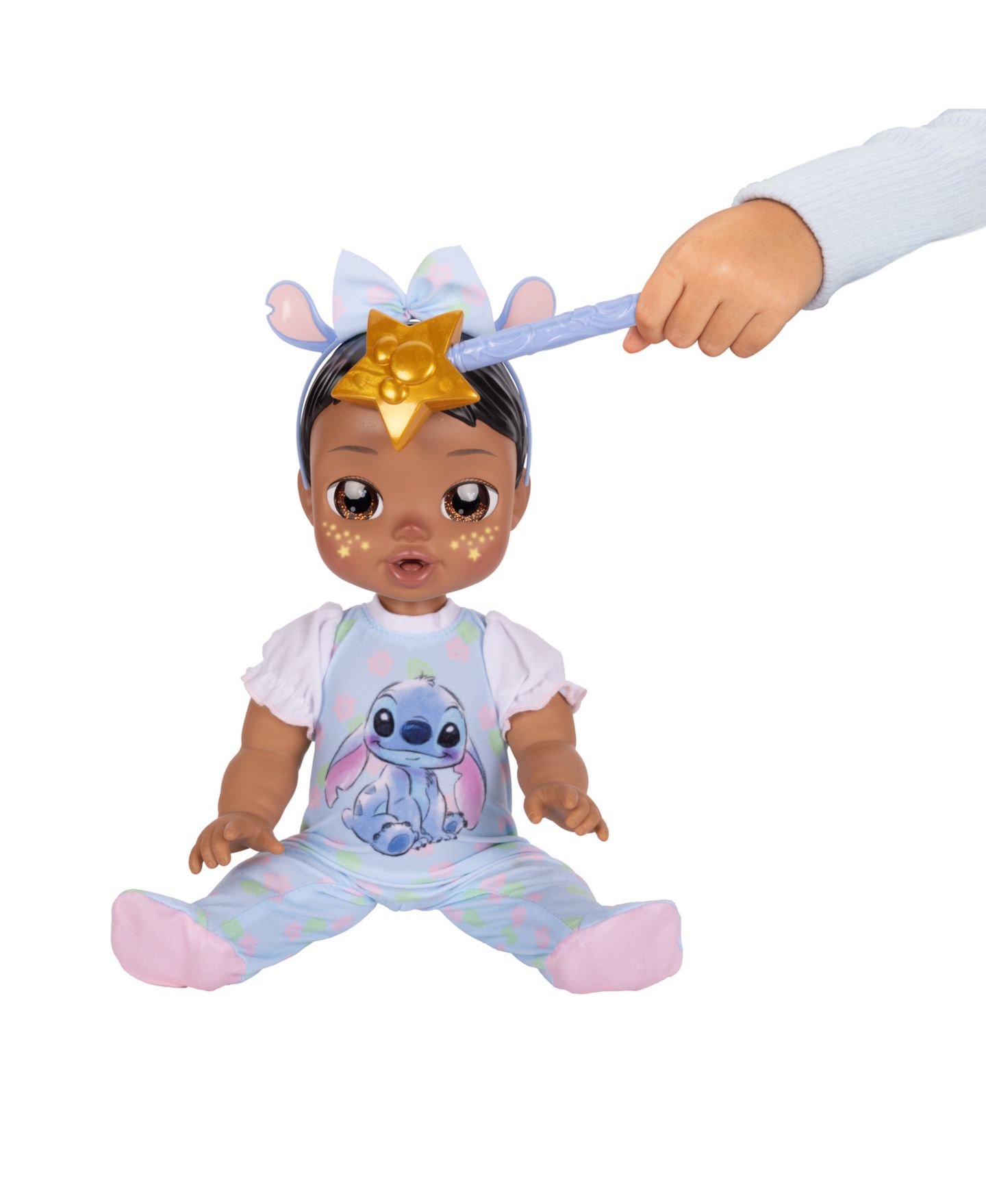 Детская кукла Disney Darlings Stitch Latina 13" Interactive Baby Doll with Open & Close Light-Up Eyes, Ages 2+ — фото 2
