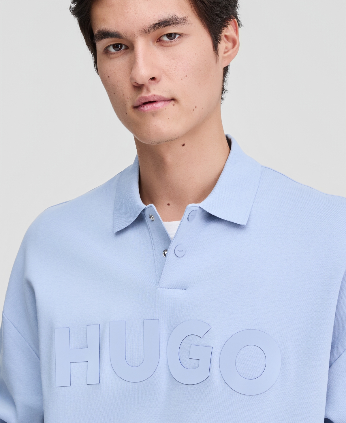 Hugo Boss Men's Dimolox Long-Sleeve Snap Placket Logo Polo Sweatshirt