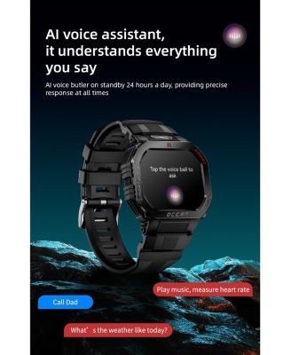 Waterproof Outdoor Adventure Smartwatch with 15 Day Battery - Black Color