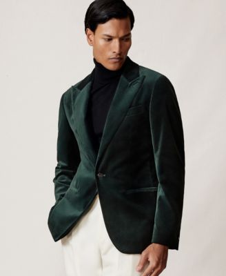 Men's Single-Breasted Velvet Slim-Fit Blazer