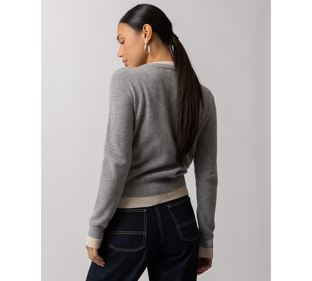 Line & Dot Women's Hutch Double Layer Long-Sleeve Cardigan Sweater