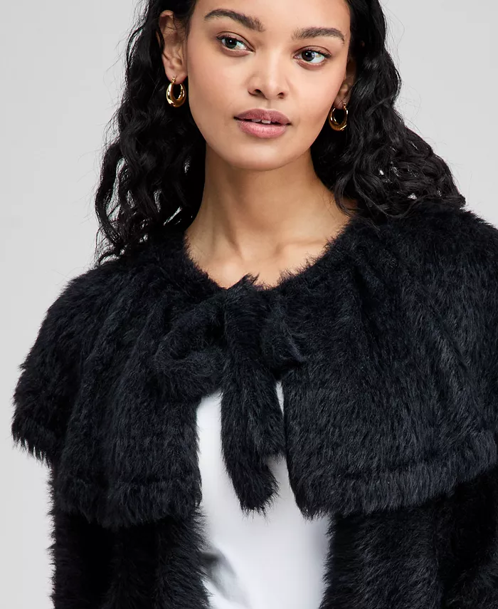 Women's Eyelash Cape Sweater - thumbnail 2
