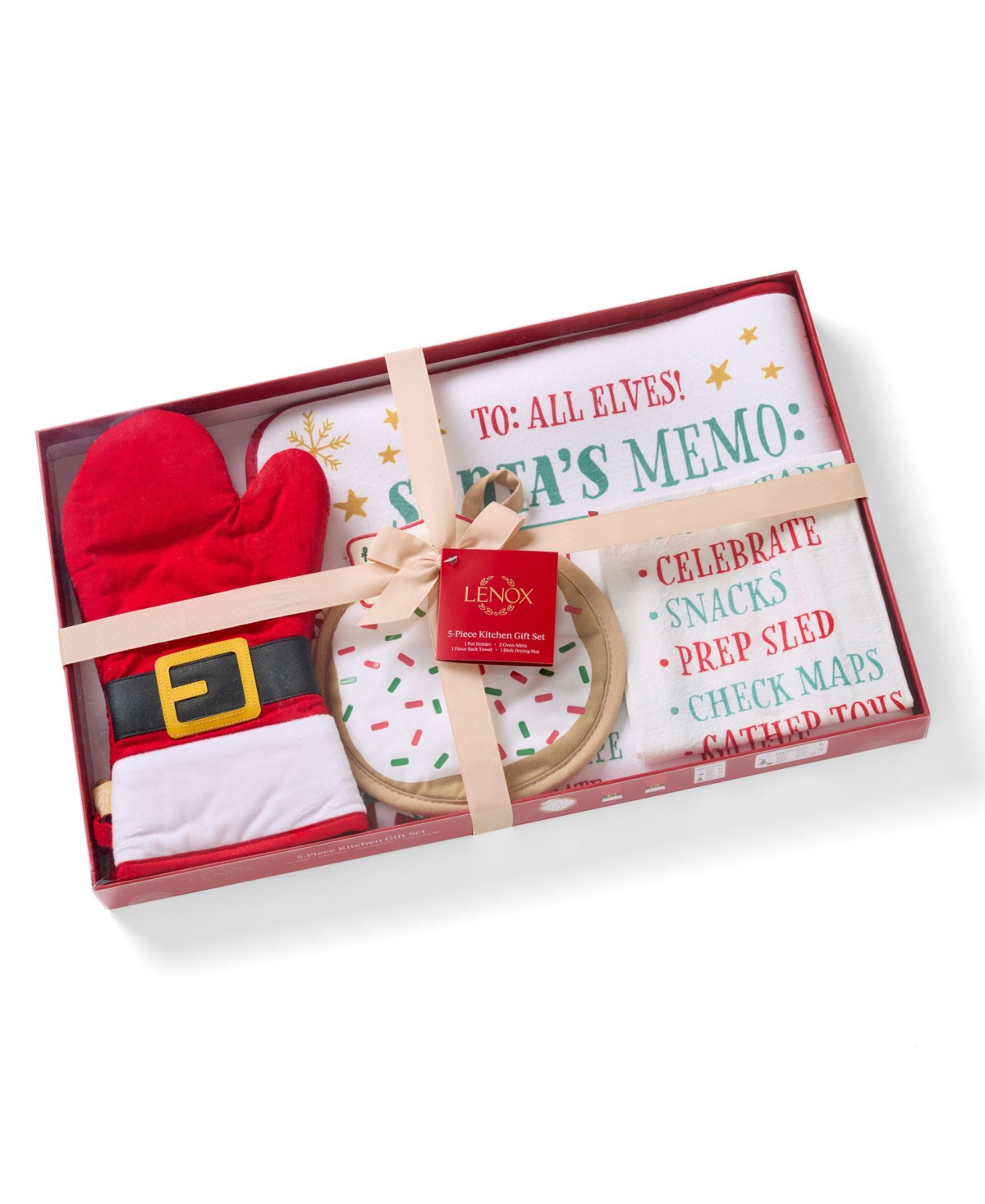 Lenox Santa Coming Cotton Kitchen Gift Set of 5 Pieces