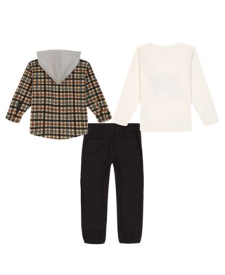 Boys' 2T-7 Long-Sleeve Shacket, T-Shirt and Joggers, 3-Piece Set