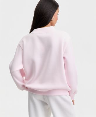 Juniors' Oversized Mock-Neck Sweatshirt