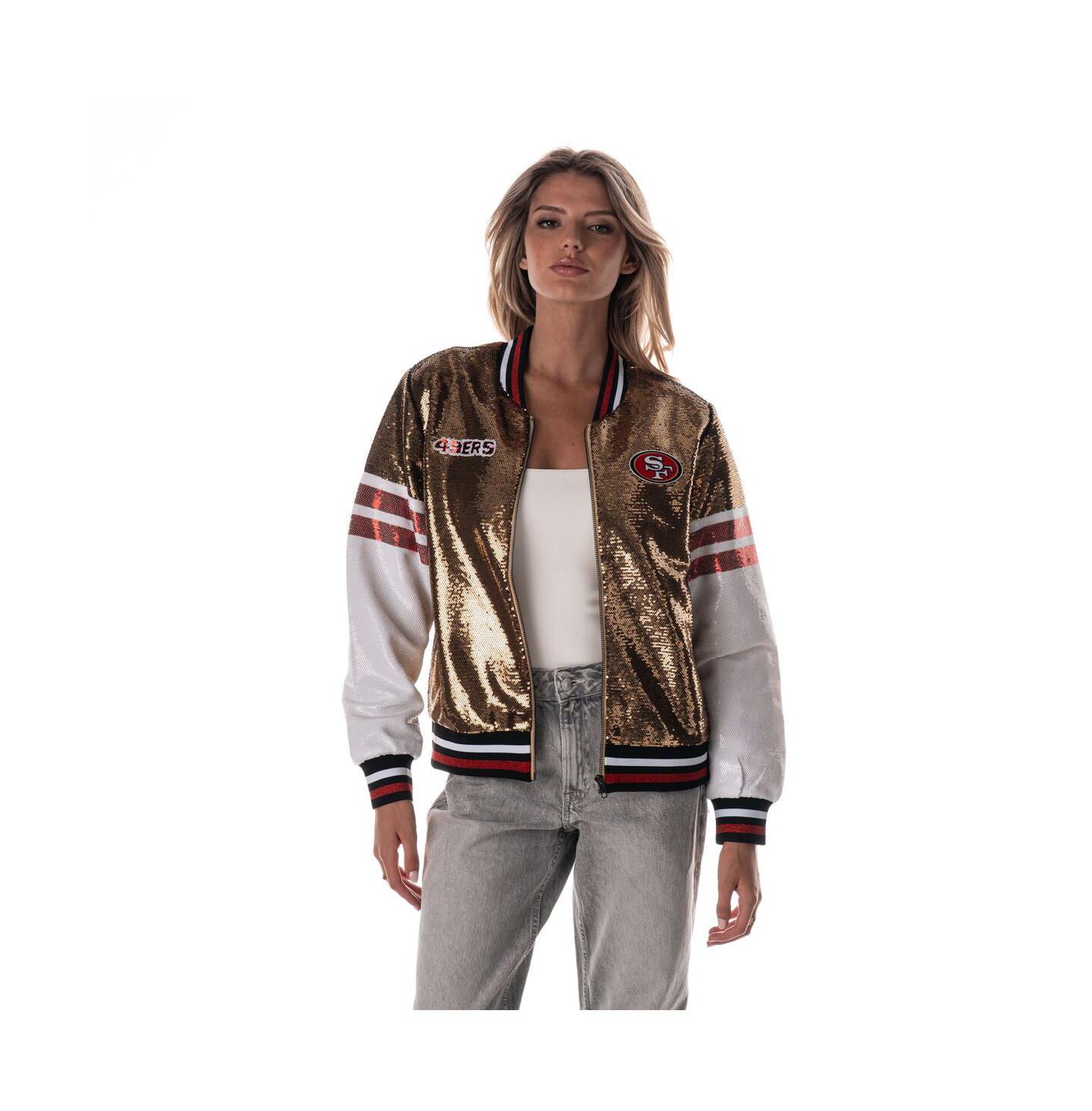 Женская куртка The Wild Collective Gold San Francisco 49ers Sequin Bomber — фото 1